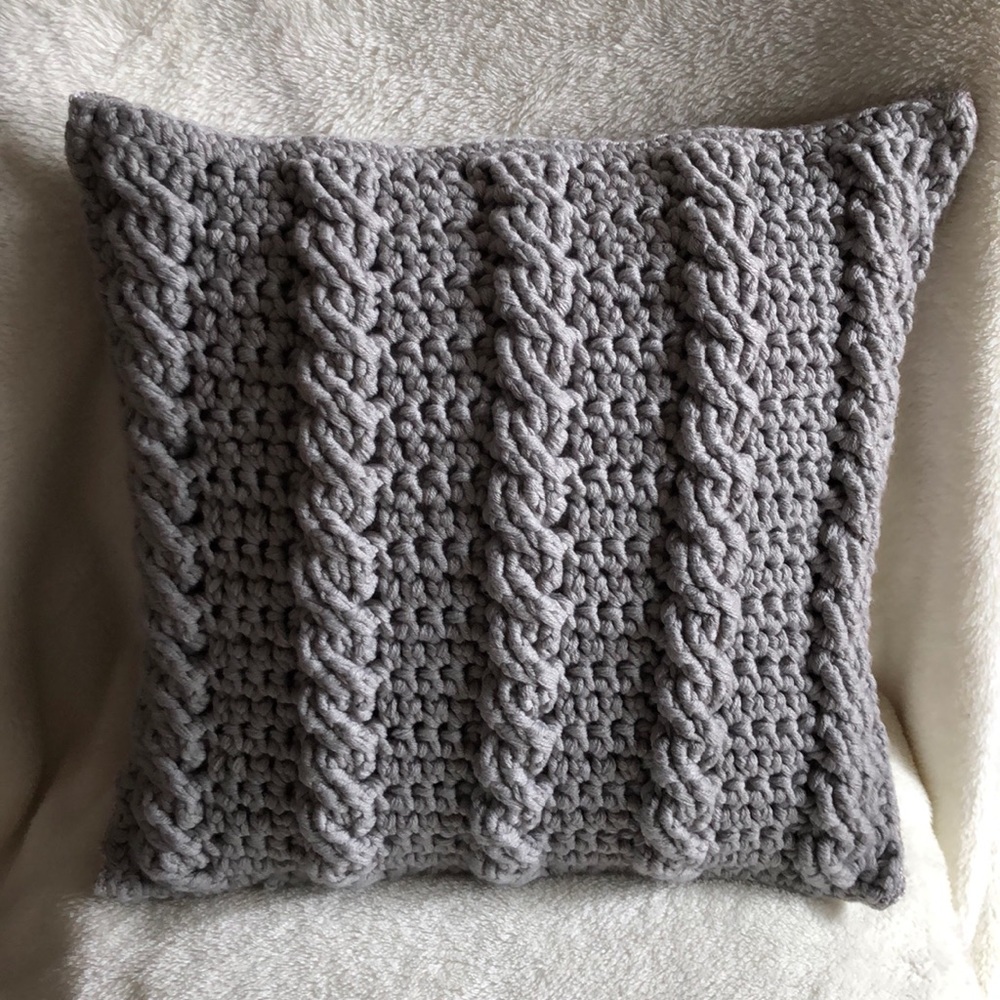 Gray Knitted Accent Pillow